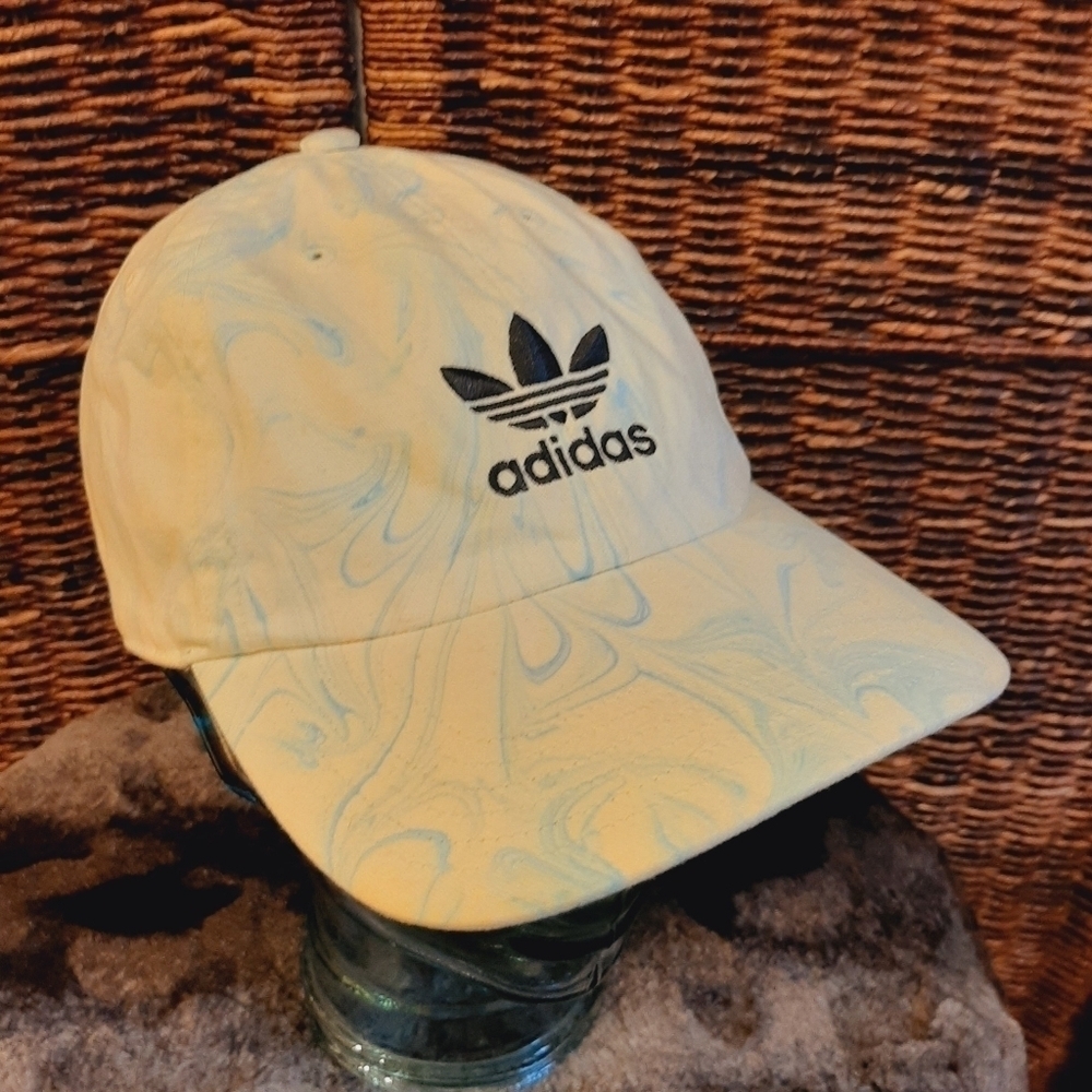 Adidas Tie Dye Marble Wash Baseball Hat Unisex Mens Womens Workout Butter Yellow